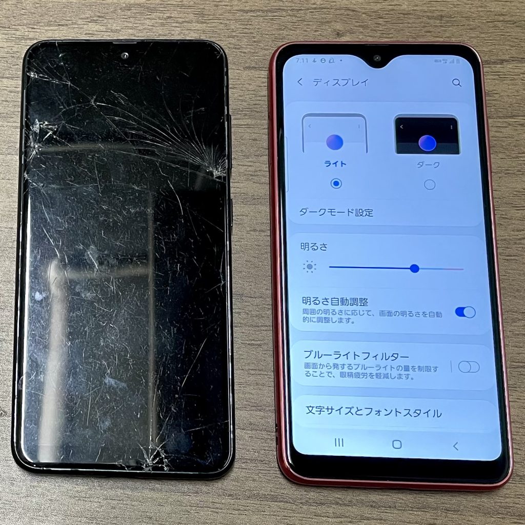 Galaxy A21 画面不良基板移植修理