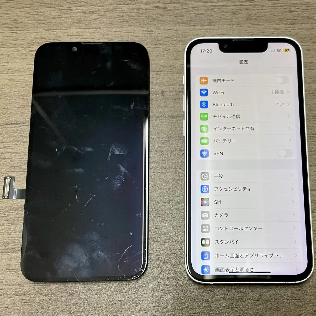 iPhone 13 mini 水没画面交換修理