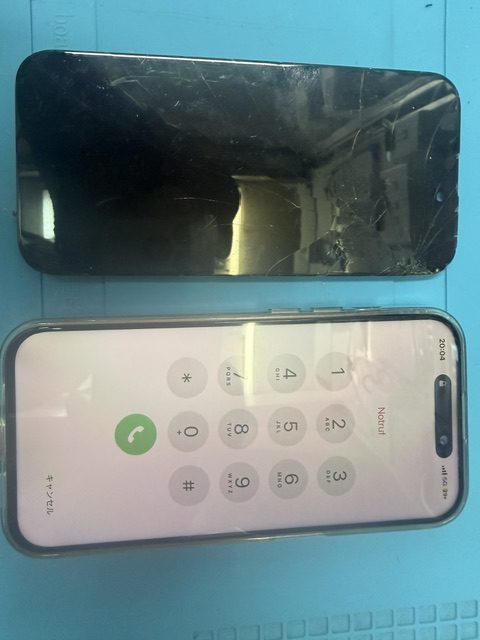 iPhone15Proフロントパネル(重度)修理のご依頼!