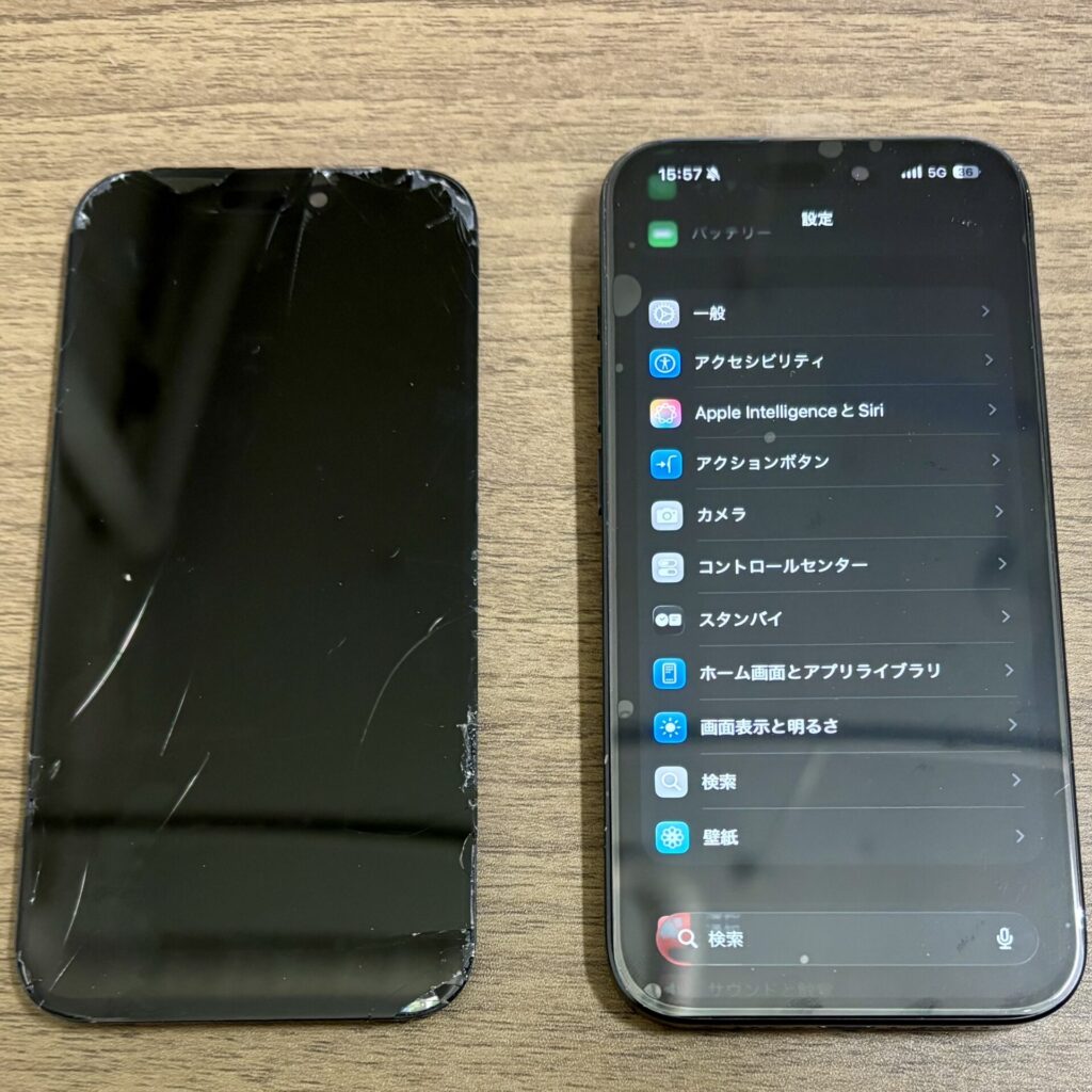 iPhone 15 ProiPhoneフロントパネル交換修理(重度)